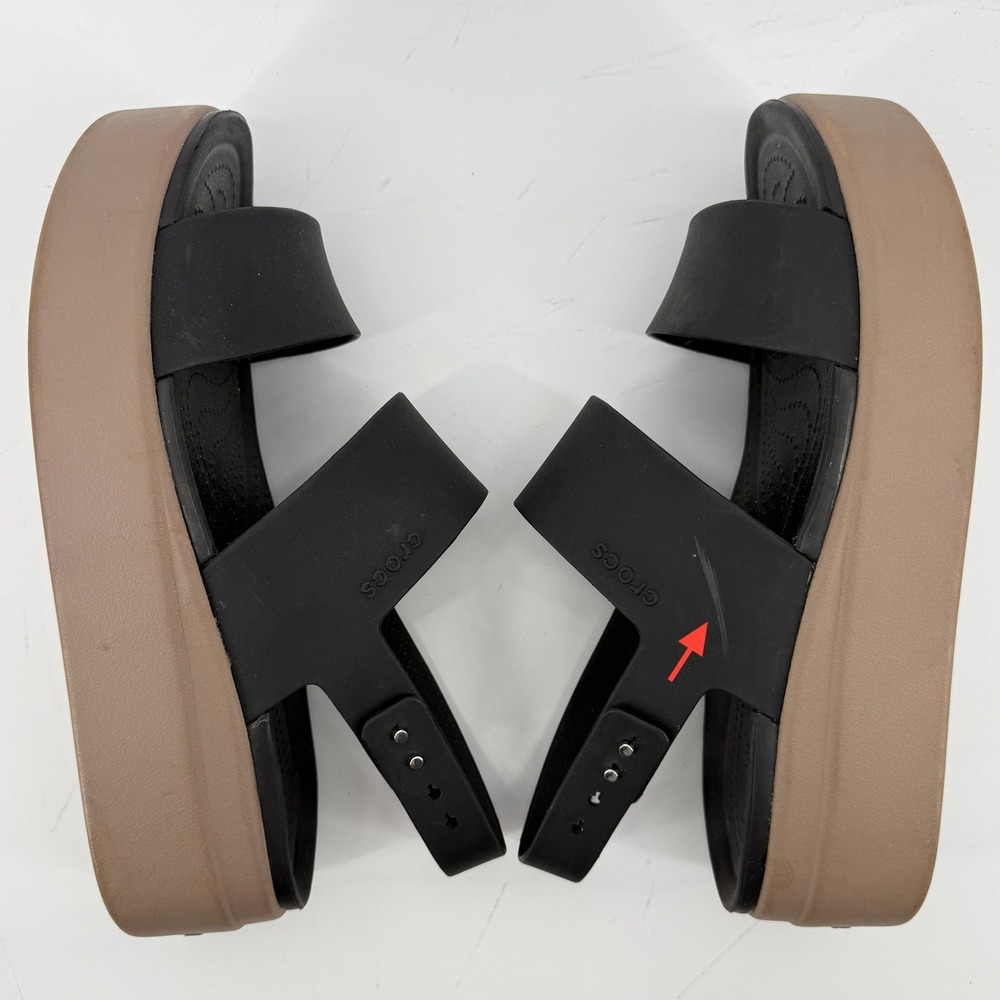 Crocs Brooklyn Low Wedge Sandal Black/Mushroom Women 8 Strappy Comfy Platform - Picture 7 of 11